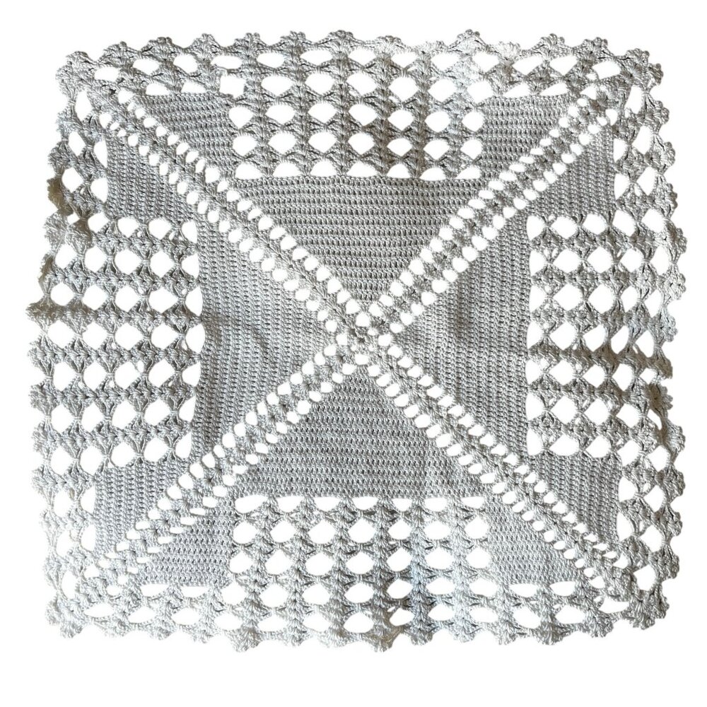 Hand Crocheted White Cotton Doilies Square Cottage Core VTG Wedding Country - Picture 5 of 14